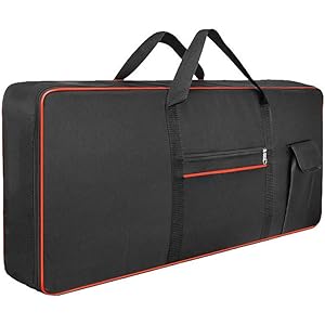 BUBM キーボードケース 61鍵用 キーボードバッグ キーボード保護ケース 背負える ソフトケース 耐衝撃性あり 防水 キーボードカバー ブラックソフトバック キーボードカバー 3way多機能 撥水生地 軽量 防水 600D オックスフォード布 奥行105cm*幅42cm*高さ20cm 黒と赤