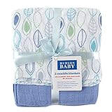 Hudson Baby ハドソンベビー  モスリンコットン おくるみ ブランケット 2枚セット Muslin Swaddle Blankets 2pk (リーフ 葉) [並行輸入品]