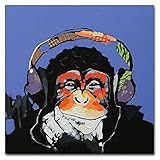 100 %ハンドメイドモダンキャンバス油絵音楽Monkey動物ペイントホームの装飾のホームオフィスの壁アート20 x 20inch ( 50 x 50 cm )