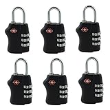 ポータブル6パックTSA Approved Luggageロックスーツケース用ノートパソコン、旅行バッグ&バックパック – 3桁番号の組み合わせ南京錠最良のセキュリティ – ロックセーフ保護ブラック