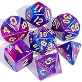 CiaraQ 多面体ダイスセット ブラック巾着ポーチ付き ダブルカラーダイス1個 D4 D6 D8 D10 D% D12 D20 ダンジョンズとドラゴンズ DND RPG MTG テーブルゲームに対応 (ブルーパープル)
