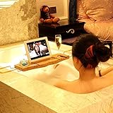 ノンスリップ竹浴槽トレイとキャディ調節可能な手作り携帯電話バス読書でトレイラックワインホルダートレイ、千代田