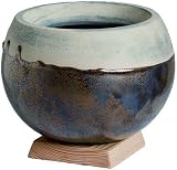 プラスガーデン 植木鉢カバー・木製台セット パラディスポット Φ180ｍｍ 底穴なし スターダスト 信楽焼 557-02