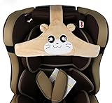 DECAI ベビーチャイルドシートヘッドサポート、車に安全で居心地の良いスリープポジショナー、調節可能な安全シート固定ベルト、安全ベルトプロテクター子供用ベビーカーヘッドレストサポート (ブラウン)