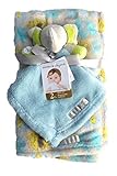 Blankets & Beyond Grey Elephant w/ Big Lime Green Ears 2 Piece Blanket Gift Set Baby Blanket & Secur