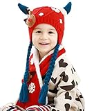 (スマイル ワキキ)Smile YKK クリスマス ニット キャップ キッズ マフラー ２点セット 子供 防寒 帽子 耳あて 赤ちゃん ベビー 鹿 レッド
