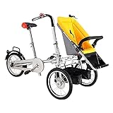 Nice Days（ナイス　ディズ）　 折りたたみ式　ベビーカー 三輪車 両用 ベビーバギー 三輪自転車　専用レインカバー付属 (黄)