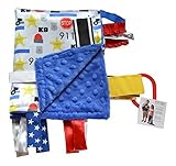 Sensory Baby Tag Blanket, Police Officer, Policeman Blanket 14x18 Lovey by Baby Jack & Co