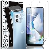 Nutmeg MOTO G64 5G 用の ガラスフィルム 2枚 + MOTO G64 5G 用の カメラフィルム 2枚【日本旭硝子素材製】用の フィルム モトローラ G64 用の 保護フィルム 強化ガラス 衝撃吸収 指紋防止 硬度9H 飛散防止 撥水撥油 干渉しない 貼り付け簡単