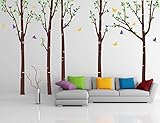 Pop Decors PT-0203-b-Vb Beautiful Wall Decal Tree Forest with Birds and Butterflies [並行輸入品]