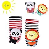 Infant Baby Animal Wrists Rattle & Foot Finder Floor Socks Set Soft Plush Early Educational Toy for 