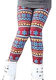 (コ-ランド) Co-land キッズレギンス 女の子パンツ スパッツ 子供用 ガールズボトムス 雪花パターン ロング 秋冬着スキニー レギパン 厚手 防寒保温 レッド 150