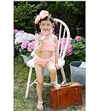 「楽々セレクトショップ」DUDU&MUMU正規品　大人気　可愛い子供用水着 女の子　ふわふわ スクール セパレート 上下セット 女児 ガールズ ビキニ キャップ付き 海水浴 スイミング ベビー フリル