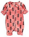 (コ-ランド) Co-land ベビー服 ロンパース 赤ちゃん カバーオール 新生児 前開き 可愛い図案プリント 肌着 女の子 男の子 男女児 出産祝い オレンジ L