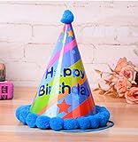 HuaQingPiJu-JP 誕生日パーティー用品星型コーン帽子リトルソフトボールCap_Blue