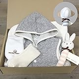 オーガニックコットン箱入りギフト・パーカーベスト綿毛布5点セット（ガラガラ：ぞう）【ORGANIC GARDEN】400006