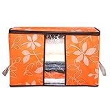 「60*40*35cm」ふとん収納袋 布団衣類収納ケース 着物 仕切り 4種類 (オレンジ)