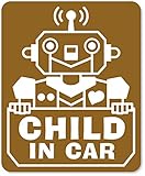 imoninn CHILD in car ステッカー　【マグネットタイプ】　No.50　ロボットさん　（ゴールドメタリック）