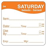 High QualityolveMark Day of the Week Trilingual Dissolvable Label, Saturday, Item/Date/Use By, 2 x 2