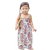 菲服 子供服 女の子 夏 ボヘミアン印刷 吊り首 ドレス マルチカラー （80-110CM) (90)