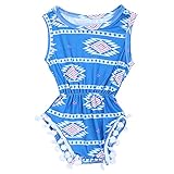 Domybestベビー服 女の子 ロンパース ジャンプスーツ カバーオール ボディスーツ オーバーオール 夏 プリント 袖無し 普段着 お出かけ ビーチ 海辺 (70（0-6ヶ月）)