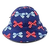 笑顔でおでかけベビー帽子・ハット（日本製）　ポルカドットとストライプのフレンチリボン（ネイビー）　B20012