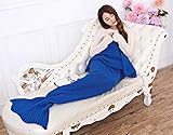 KidsTime Mermaid Tail Blanket Knit Crochet Mermaid Blanket for Adult and Kids Soft Sleeping Bag(Deep