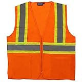 ERB Safety 61825 S383P Class 2 Mesh Contrasting Trim Safety Vests, X-Large, Hi-Viz Orange by ERB