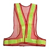 SODIAL(R) ハイビズリフレクティブベスト　可視性の高い警告トラフィックの構築　安全装置　赤黄色