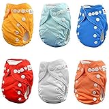 Alva Baby Pocket Newborn for Less Than 12pounds Baby Snaps Cloth Diaper Nappy 6pcs + 12 Inserts 6SVB