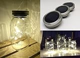 Vermont Home & Garden - 3 Pack Mason Jar Solar Lights Screw on Silver Lids - Warm Soft White Light -