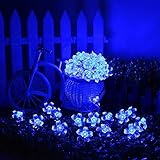 OriGlam 15.75ft 30 LEDs Solar Powered Outdoor Colorful Twinkling Water Drop String Lights for Patio 