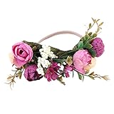 Dovewill ベビー　女の子　お姫様　花輪　ヘッドドレス　ヘアバンド　髪飾り　髪留め　弾性　写真撮影　4色選べる - レッド