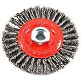 Forney 72760 Wire Wheel Brush, Stringer Bead Twist with 5/8-Inch-11 Threaded Arbor, 4-Inch-by-.020-I