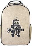 SoYoung Raw Linen Toddler Backpack, Grey Robot by SoYoung