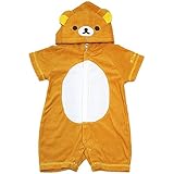 2016年 夏物 リラックマ・コリラックマ パイル 半袖着ぐるみ フィットオール カバーオール Rilakkuma Korilakkuma リラックマ-ブラウン◇70cm