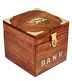 インド木製安全Coin Bank Money保存ボックス – Banks子供&大人 – ハワイアン木製貯金箱