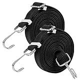 Hordlend 荷台用 ゴム紐 2本セット 長さ2M 幅3cm 自由伸縮 金属製フック付 荷物 固定紐 ベルト 平ゴム 荷台 ゴムバンド 自転車 バイク キャリーカート 荷物固定 （ブラック）KS-12