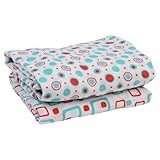 juDanzy Geometric Turquoise & Red 100% Cotton Swaddle Set of 2 Large 45"X45" Muslin Baby Girl or Boy