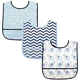 Luvable Friends (ルバブルフレンズ) 食事用 防水 ビブ スタイ ベビー ポケット付 エプロン 3枚組 (ライトブルーゾウさん) [並行輸入品]