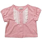 《初夏盛夏対応》(日本製) Pample Mousse(パンプルムース) タック天竺ジャガード胸レース半袖カーディガン 90cm /PK NO.DP-72251