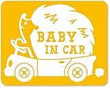 imoninn BABY in car ステッカー　【マグネットタイプ】　No.37　ハリネズミさん　（黄色）