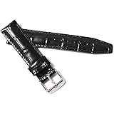 [輸入王オリジナル] 時計パーツ IWCと互換性あり ポルトギーゼ用 ベルト 型押しクロコ ブラック 20/18 mm