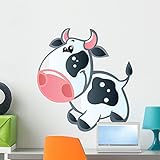 Wallmonkeys wm302107キュートベビーホワイトとブラックSpotted Cartoon Cowピールとスティック壁デカール 24"H x 22"W - Medium GEN-16434