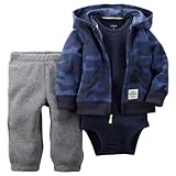 Carter's(カーターズ) ベビー フリースパーカー / ボディスーツ / ロングパンツ 3点セット (カモフラ/ブルー) Baby 3-Piece Set