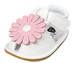 C-Princess ベビーシューズ サンダル ファーストシューズ 歩行靴 乳児靴 女の子 赤ちゃん キッズ 子供用 お花モチーフ つま先保護 滑り止め ホワイト 11cm