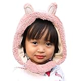 【モコモコ動物帽子】ボアフリース帽子 (52ｃｍ-54ｃｍ, ピンク（うさぎ）)