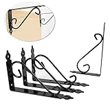 LUCINA カントリーテイスト アイアンブラケット 棚受け 4本セット (200×125ｍｍ, ブラック)