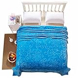 ジャカード花柄フランネルベッド毛布Extraソフト暖かいPlush Easy Care厚み付けふわふわベッド用毛布 39*39 inch ブルー LC_KR_chunsejianhua-tianlan