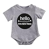 新生児の少年少女 綿100％ 半袖 手紙を印刷 ロンパース ジャンパー ボディスーツ (9-18ヶ月)